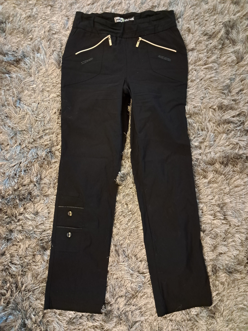 Jamie Sadock Black Golf Pants with Gold Zipper Details 12